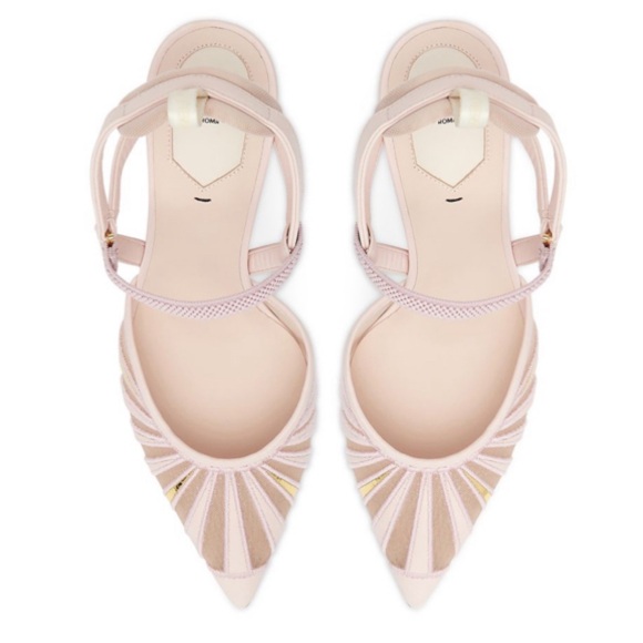 💯 - New Authentic FENDI leather and mesh high-heeled slingbacks - Picture 3 of 17